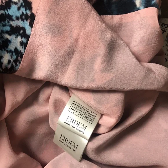 ERDEM SEBLA Floral Pink and Blue Sleeveless Dress Size 6 - Picture 14 of 16